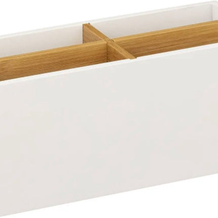 5Five - Organizer - 4 vakken - Bamboe - Hout - Wit - 21 x 8 x 9 cm