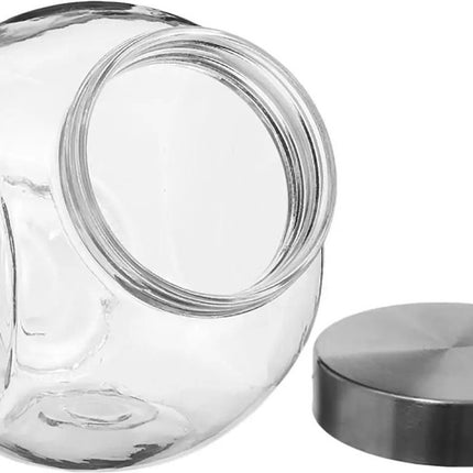 5Five Voorraadpot met RVS deksel - 2x - 1,5L - glas - snoeppot - voedsel bewaren - luchtdichte sluiting