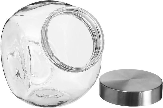 5Five Voorraadpot met RVS deksel - 2x - 1,5L - glas - snoeppot - voedsel bewaren - luchtdichte sluiting