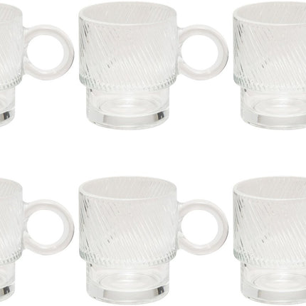 Set van 6 Transparante Glas Mokken - 30 cl - Vaatwasserbestendig - Ideaal voor Koffie, Thee en Meer