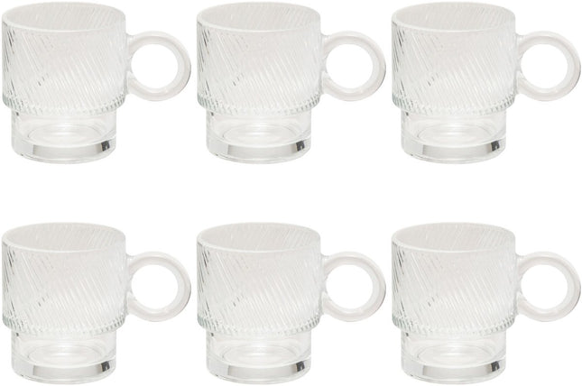 Set van 6 Transparante Glas Mokken - 30 cl - Vaatwasserbestendig - Ideaal voor Koffie, Thee en Meer