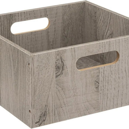 5five Opbergmand/kastmand van hout - grijs - 14 Liter - 31 x 31 x 15 cm - Opbergboxen - Vakkenkast manden