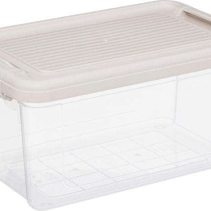 5Five Tide'n Box Stapelbare opbergbox met deksel - Set van 3 stuks - 5L - 30x15x19cm - Transparant - Beige