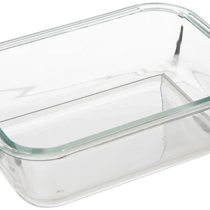 5Five Vershoudbakje met deksel - glas - luchtdicht - met clips - 21 x 17 x 7 cm - 900 ml - zwart/transparant