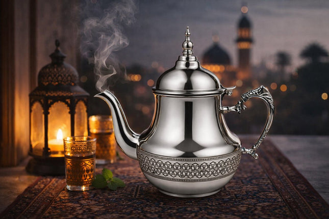Marokkaanse Theepot RVS – Traditionele Arabische Theepot – 0.8 Liter