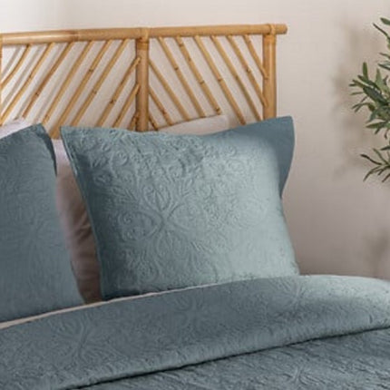 Sprei Arabesque 240 x 260 cm - Mineraalblauw - Met 2 Kussenslopen - Polyester - Bedsprei - Beddensprei -