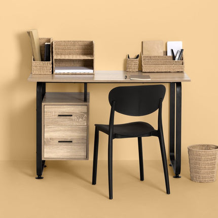 5Five Lectuurbak/documenten opbergbak - naturel koord - metaal/touw - L15 x B26 x H27 cm - Kantoorbenodigdheden - Bureau-accessoires