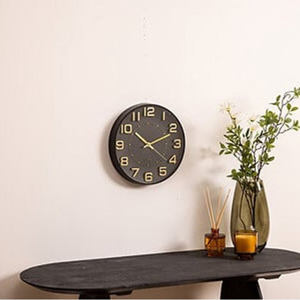 Atmosphera Doris Klok - zwart / goud - 30 cm - wandklok modern