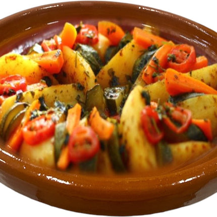 Tajine Schaal Aardewerk - Kookgerei - Handgemaakt - Gasfornuis - Oven - BBQ - Ø 33 cm