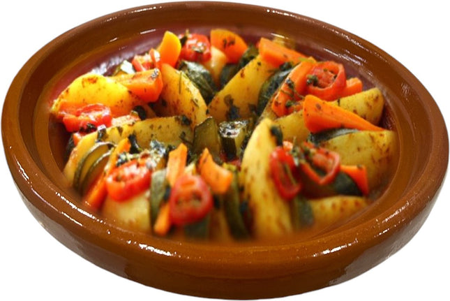 Tajine Schaal Aardewerk - Kookgerei - Handgemaakt - Gasfornuis - Oven - BBQ - Ø 33 cm