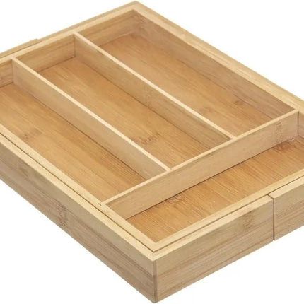 Set van 2x stuks 5five bestekbak - uitschuifbaar - 4 tot 6-vaks - bamboe - 35 x 25 cm - keuken organizer
