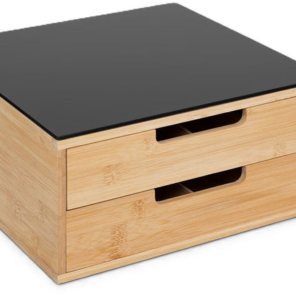 5Five Koffie cups/capsule houder met 2x lades - bamboe - 30 x 30 x 14 cm - lade indeling - zwart/bruin
