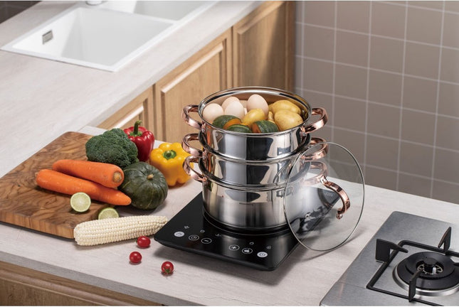 Klausberg 7735 - stoompan - 4 delig - 24 cm - 5 liter - rvs - alle warmtebronnen