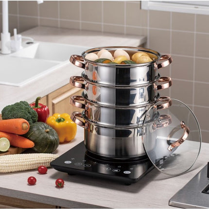 Klausberg 7736 - stoompan - 5 delig - 24 cm - 5 liter - rvs - alle warmtebronnen