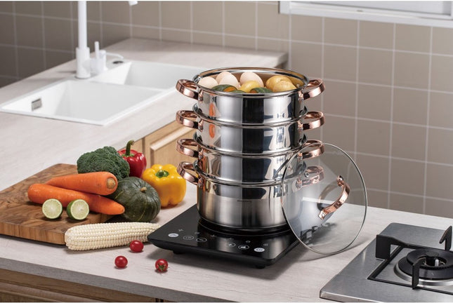 Klausberg 7736 - stoompan - 5 delig - 24 cm - 5 liter - rvs - alle warmtebronnen