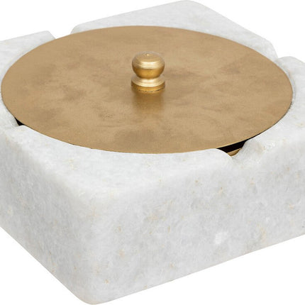 Atmosphera Asbak Tropical Boudoir marmer/metaal 15x5cm - Wit/Goud