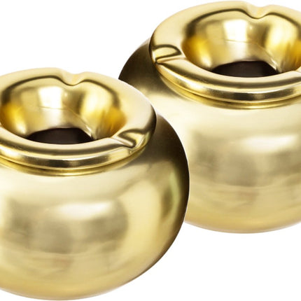 Set van 2 x Terras asbakken goud kleur Ø 14 cm - Buiten asbakken - Keramisch - stormasbakken