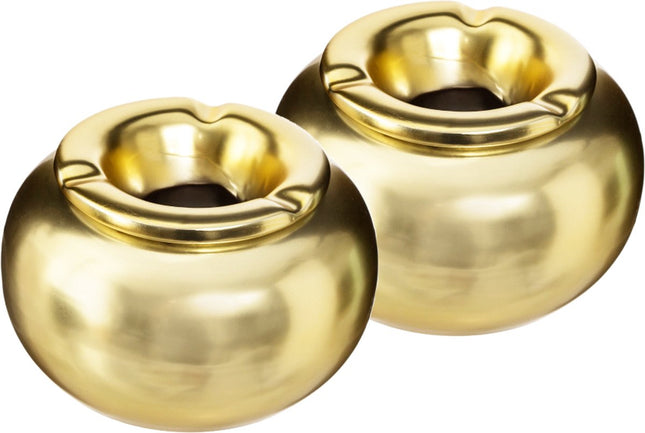 Set van 2 x Terras asbakken goud kleur Ø 14 cm - Buiten asbakken - Keramisch - stormasbakken