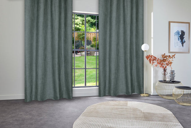 Atmosphera Clem Gordijn 140x260cm - Gordijnen kant en klaar met haakjes ringen - Lindegroen