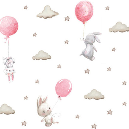 Wandsticker Ballonnen - Roze - Zelfklevende Muursticker voor Kinderkamer - 76x115 cm - Decoratie met Luchtballonnen voor Meisjeskamer