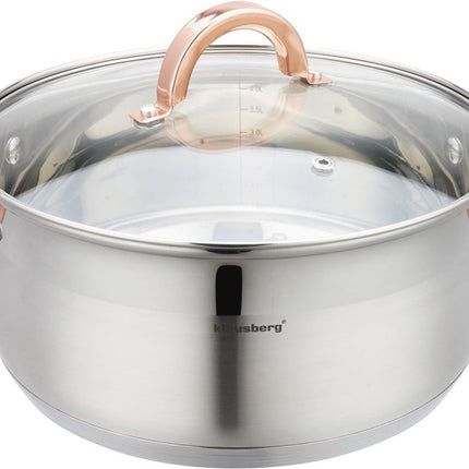 Klausberg 7735 - stoompan - 4 delig - 24 cm - 5 liter - rvs - alle warmtebronnen