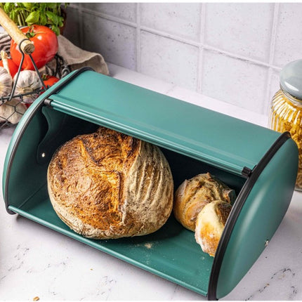 Kinghoff 1867 - Broodtrommel groot - RVS - Groen - Retro - 44 x 27 x 18,5 cm