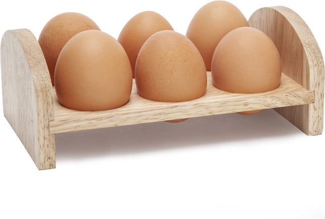 Cosy & Trendy Ei rekje/houder van hout voor 6 eieren 17 x 10 cm - Eierrekje - Eierkistje