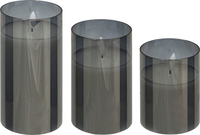 Atmosphera LED kaarsen met flikkerend effect - Set van 3 stuks - Zwart