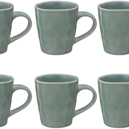 Groene Stoneware Mokken - Set van 6 - 35 cl - Magnetronbestendig - Koffie Kopjes - Koffie Mokken