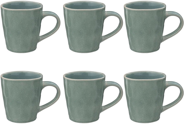 Groene Stoneware Mokken - Set van 6 - 35 cl - Magnetronbestendig - Koffie Kopjes - Koffie Mokken