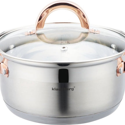 Klausberg 7725 - stoompan - 3 delig - 18cm - rvs - alle warmtebronnen