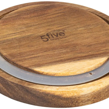 5Five voorraadpot Acacia hout - glas - 3L - 14 x 23 cm - keuken voorraadpotten - Voedsel/snoep/koekjes