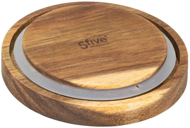 5Five voorraadpot Acacia hout - glas - 3L - 14 x 23 cm - keuken voorraadpotten - Voedsel/snoep/koekjes