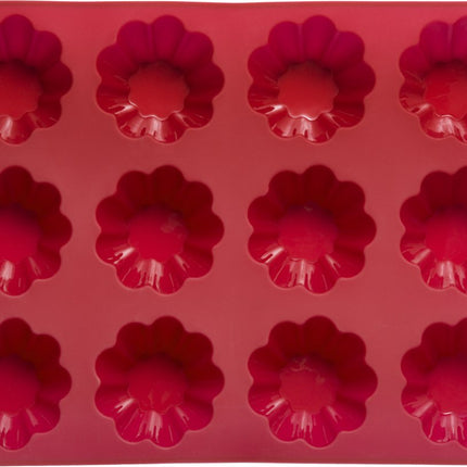 Siliconen briochevormen 34,5 x 23,2 x 4cm voor 12 broodjes | Rood | cakevormjes | briochevorm | anti-aanbaklaag | voor oven en magnetron SILIBRIO-PRO