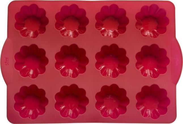 Siliconen briochevormen 34,5 x 23,2 x 4cm voor 12 broodjes | Rood | cakevormjes | briochevorm | anti-aanbaklaag | voor oven en magnetron SILIBRIO-PRO