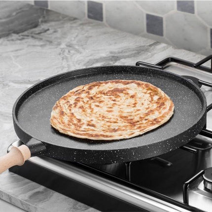 Teffo 3-in-1 Granieten Gietpan Dubbelzijdig - Grillpan - Pannenkoekenpan - Crêpepan - 35cm