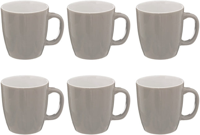 Colorama Grijs Ronde Mok met Oor - Set van 6 - 18 cl - Faience Materiaal