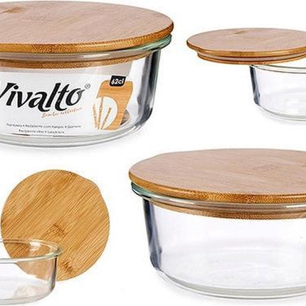 Hermetische Lunchtrommel Bamboe Transparant (15 x 6,5 x 15 cm)