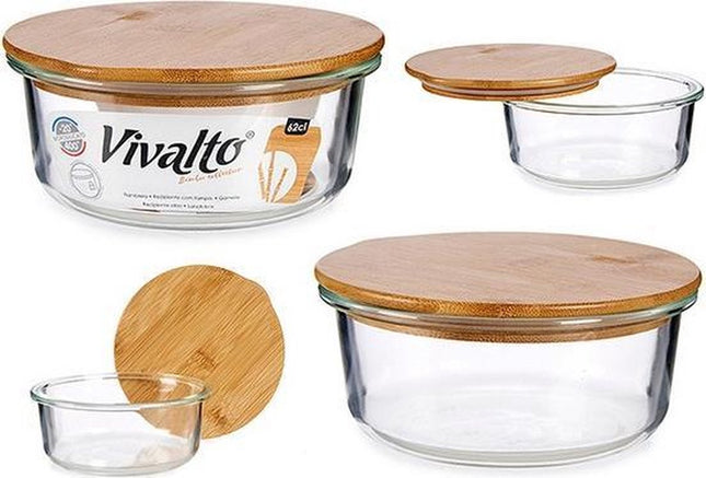 Hermetische Lunchtrommel Bamboe Transparant (15 x 6,5 x 15 cm)
