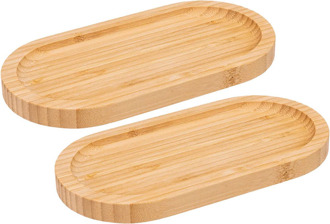 5Five Serveerplankje voor hapjes/fingerfood - 2x - 20 x 10 cm - bamboe hout - borrelplank - tapasplank