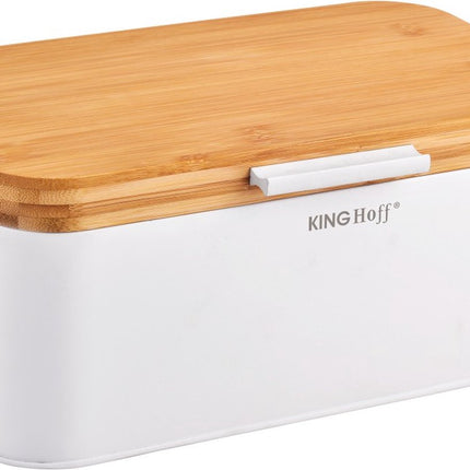 Kinghoff 1795 - Broodtrommel - Staal / hout - wit