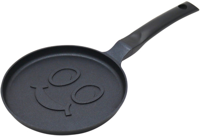 Klausberg KB-7971 Pannekoekenpan - Lachend Gezicht Design - Ø18 cm - Zwarte Antiaanbaklaag - Geschikt voor Alle Kookstellen Inclusief Inductie - Smiley