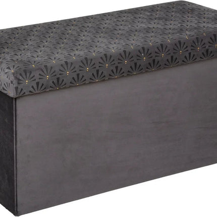 Atmosphera Poef/krukje/hocker Royal - Opvouwbare zit opslag box - fluweel Donkergrijs - 76 x 38 x 38 cm - MDF/polyester - 120 liter inhoud