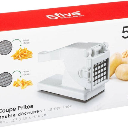 5Five frietsnijder - 27 cm - wit - RVS/kunststof - patat/frites maken - aardappelsnijder