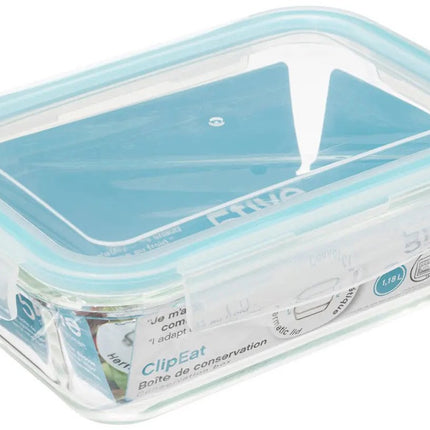 5Five Vershoudbakje met deksel - 3x - glas - luchtdicht - met clips - 21 x 15 x 7 cm - 1180 ml