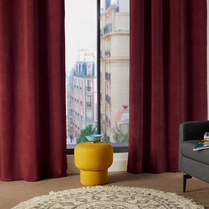 Atmosphera Lilou gordijn 140 x 260 cm - Kant en klaar met ringen - Gordijn raambekleding - Granaatrood