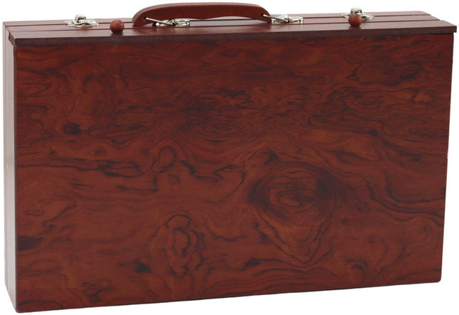 Houten Kunstschilders Koffer Tekenset - 60 Pastelkrijtjes, 24 Verven, 24 Kleurpotloden - Compleet Creatie Set voor Kinderen - Schildersset - Koffer - Tekenkoffer - Schilderskoffer