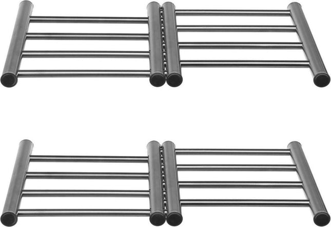 5Five Uitschuifbare/verstelbare pannen onderzetter - 2x - RVS - 22,5 x 20 cm - Pannenonderzetter