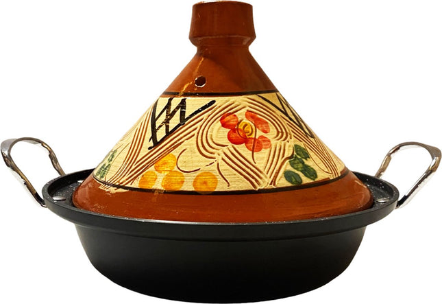 Tajine aardewerk en gegoten Aluminium inductie| Handvaten| Geschikt voor 4-8 personen - Alle warmtebronnen| Ø 30cm