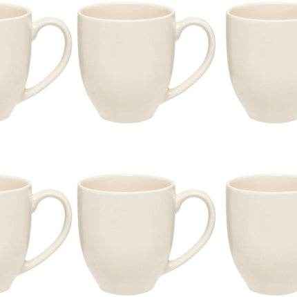 Warm Witte Stoneware Mokken Set van 6 - 48 cl - Moderne Design Mokken met Oor - Geschikt voor Koffie, Thee en Meer